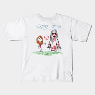 Nightmarish Scribbles: Unsettling Horrors Unveiled in Children's Drawings Kids T-Shirt